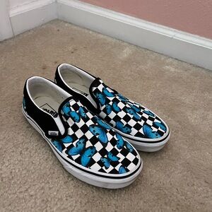 limited edition butterfly checkered slip on vans